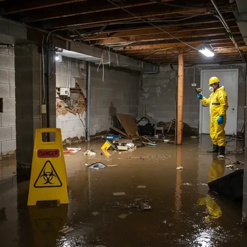 Flooded Basement Electrical Hazard in Mullens, WV Property