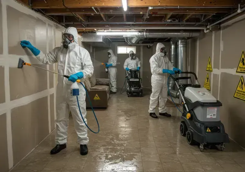 Basement Moisture Removal and Structural Drying process in Mullens, WV